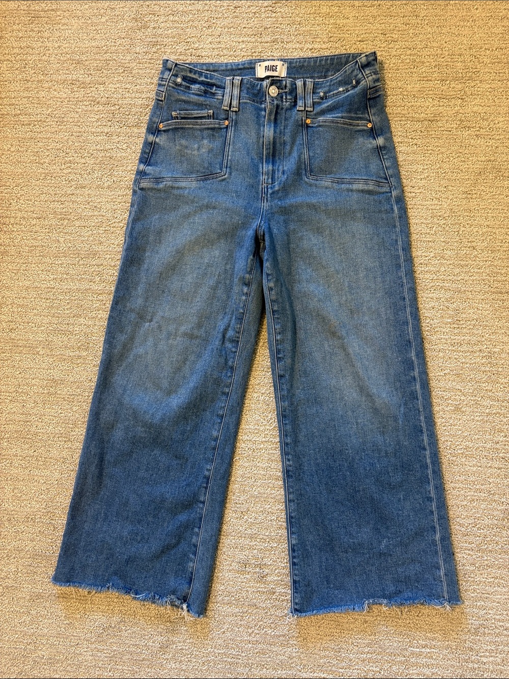 Paige “Anessa”High-Rise Wide Leg Jeans in Medium Blue